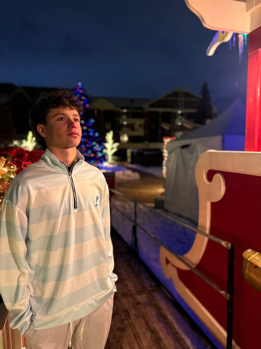 Striped Quarter Zip – Ice Blue