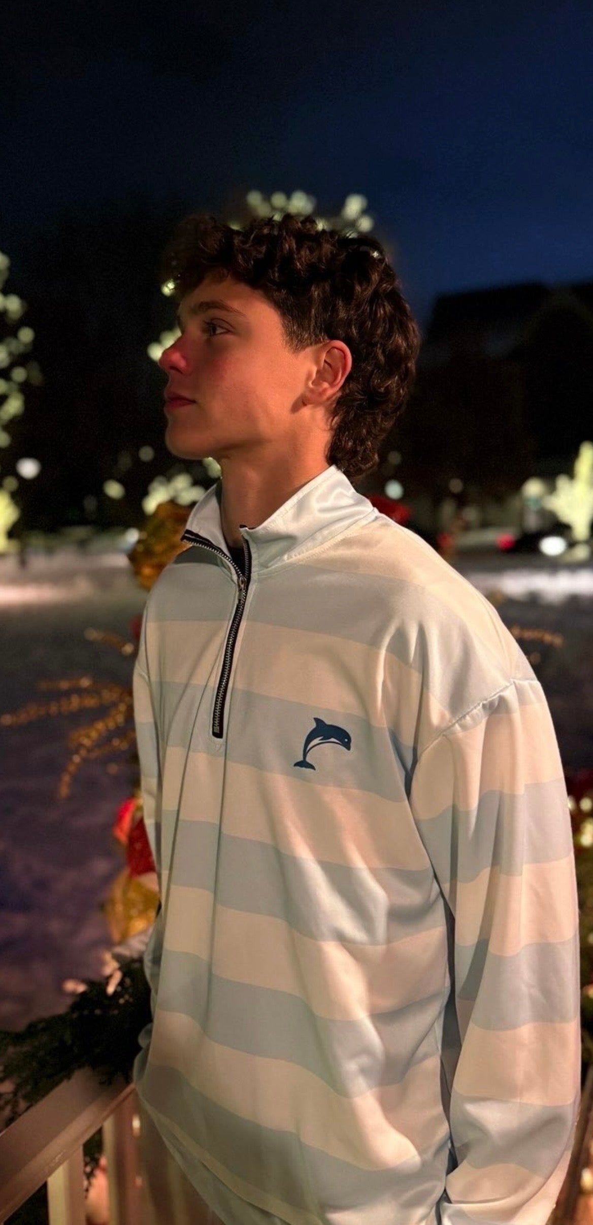 Orange & Blue Striped Quarter-Zip Duo