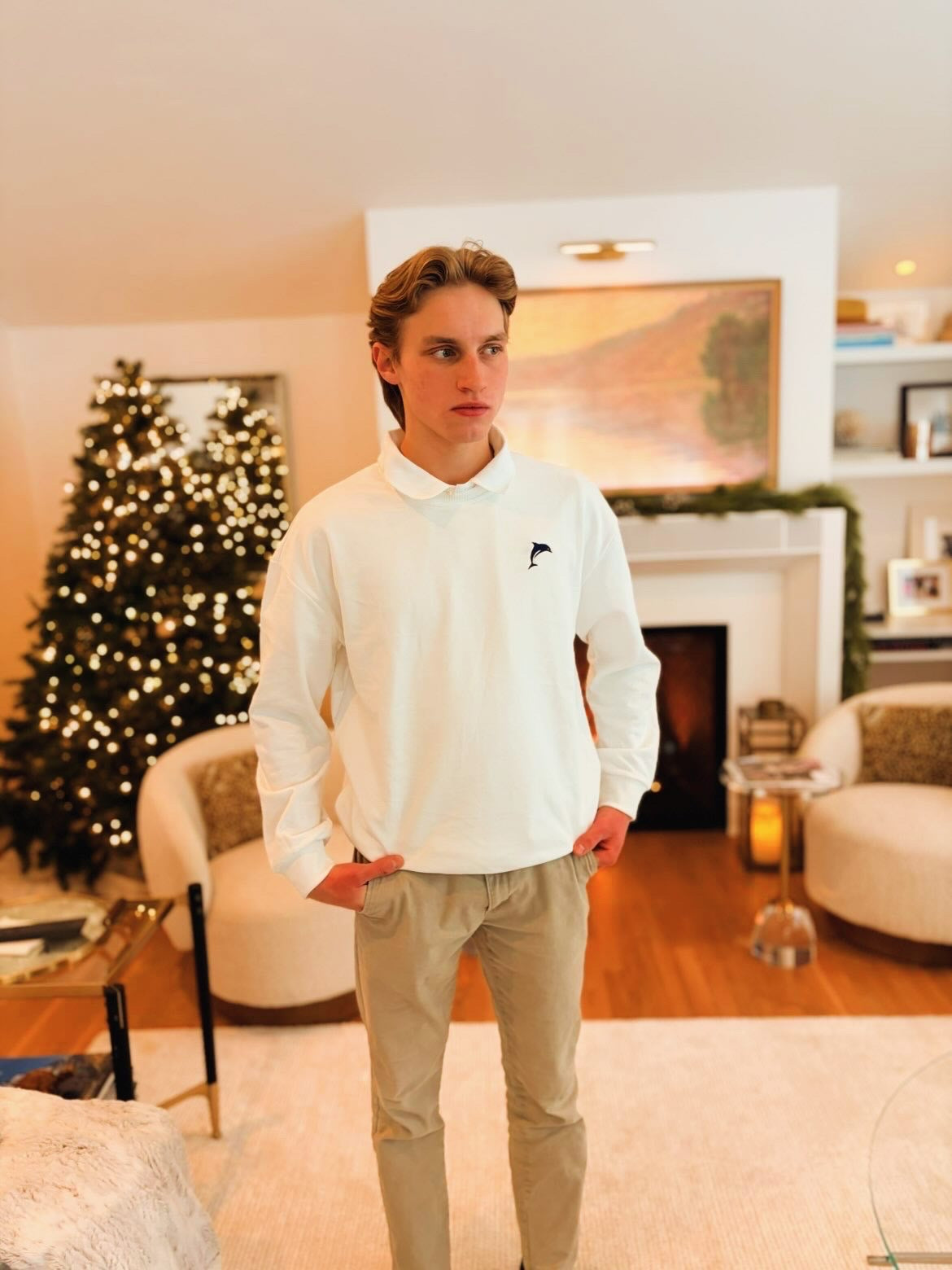 SeaFoam White Crewneck