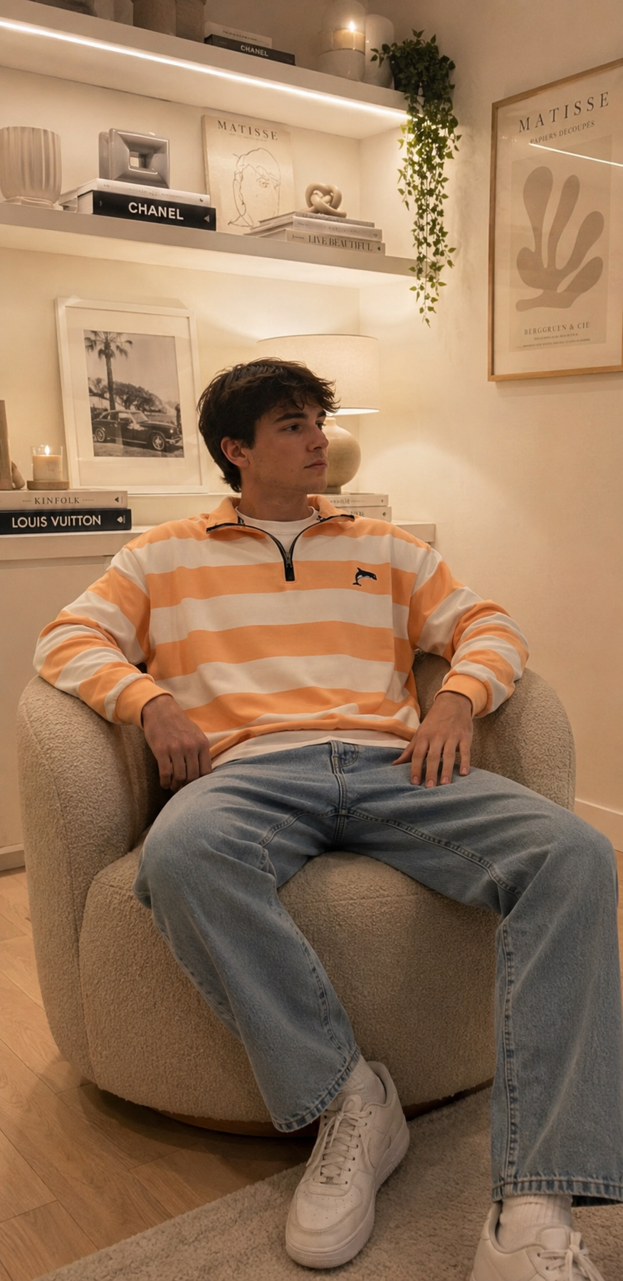 Orange & Blue Striped Quarter-Zip Duo