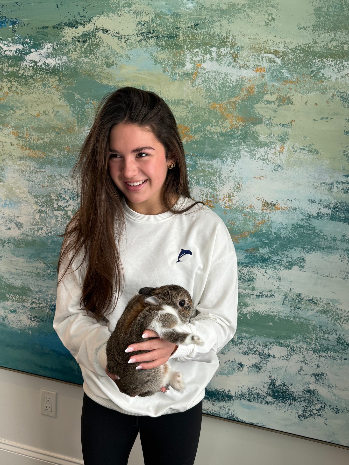 SeaFoam White Crewneck