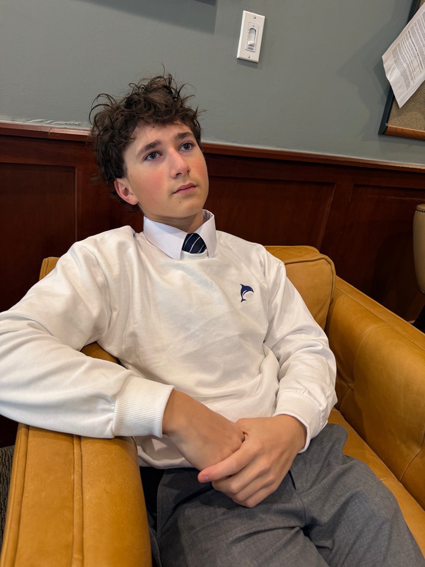 SeaFoam White Crewneck