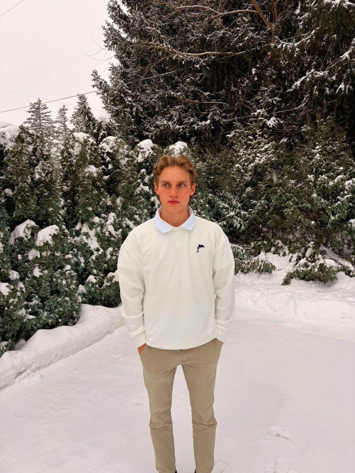 SeaFoam White Crewneck