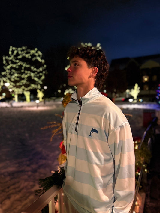 Striped Quarter Zip – Ice Blue