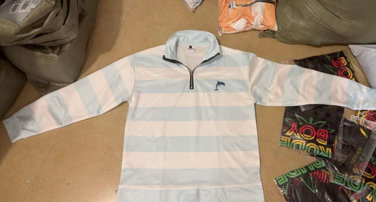 Striped Quarter Zip – Ice Blue